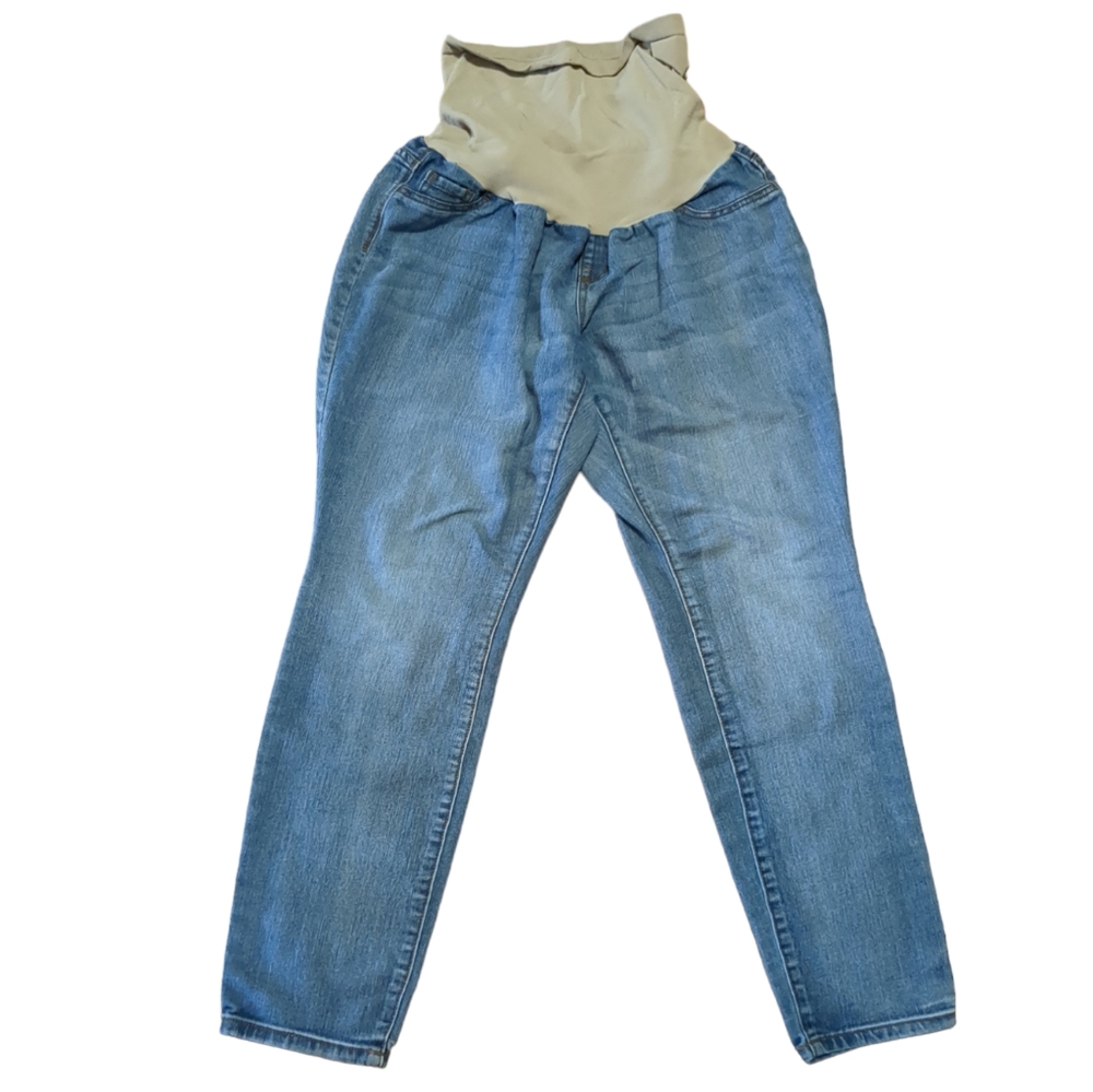 INDIGO BLUE Blue Denim Full Belly Panel Maternity Skinny Jeans